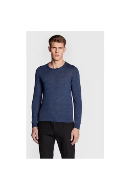 Мъжки пуловер -  301461371 - Вълнен - Син - Син