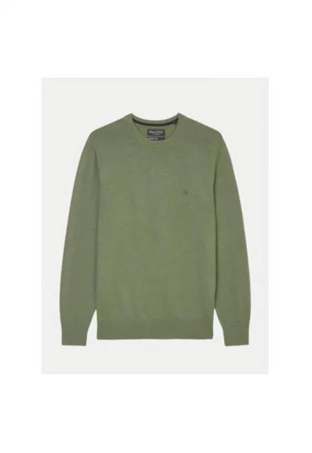 Мъжки пуловер - Marc O'Polo - 304173523 - Памук/Вълна - Зелен - Зелен