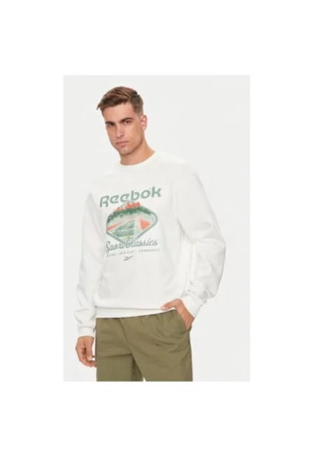 Мъжки суитшърт -  304552458 - Памук/Рециклиран полиестер - Бял - Бял