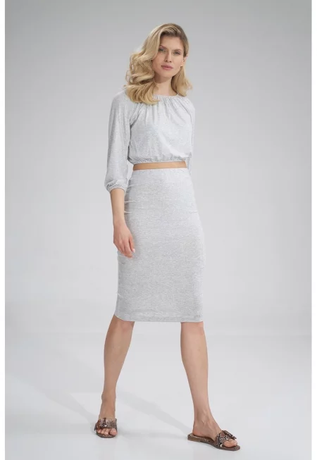 Миди пола -  вискоза - сив меланж -