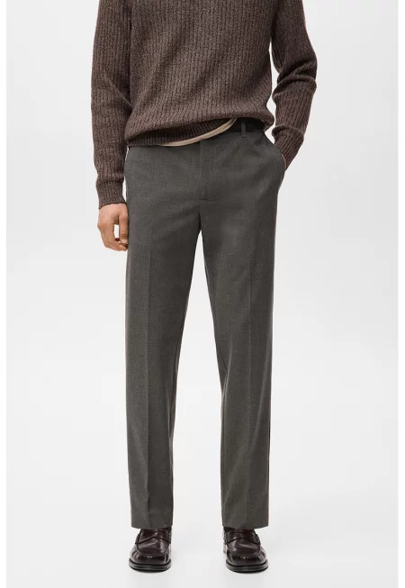 Панталон с ръб и миди талия - Син/Tъмносив