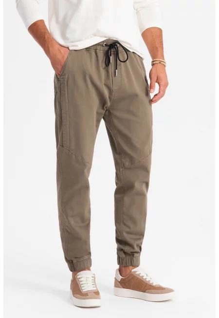 Панталон с връзка - Сиво-кафяв