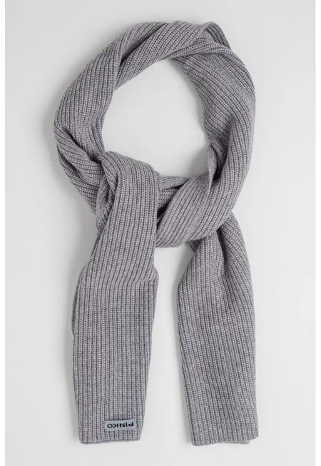 Плетен кръгъл шал с вълна - Сив меланж