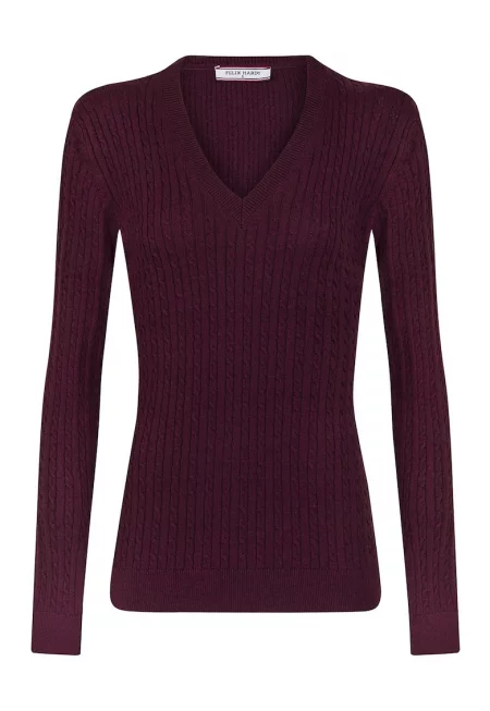 Плетен пуловер с шпиц