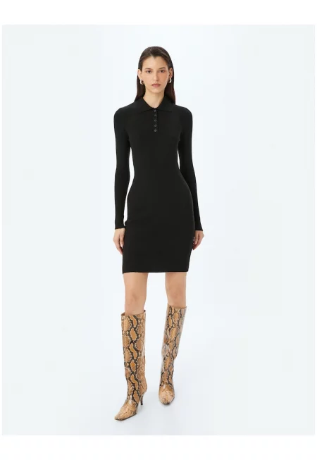 Плетена рокля с дълги ръкави