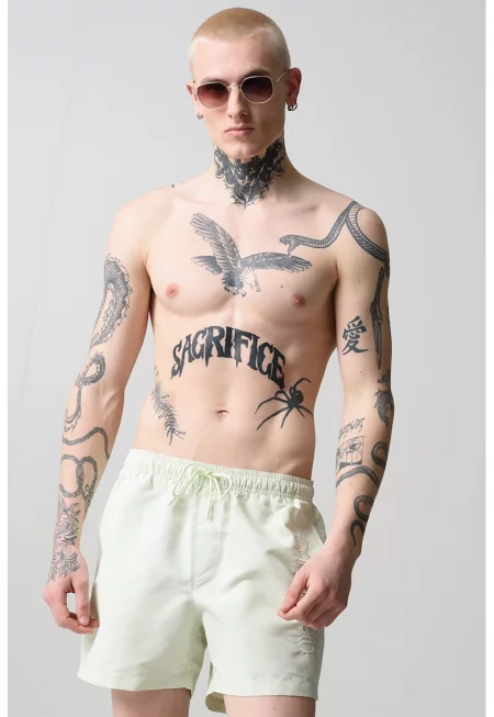 Плувни шорти с регулираща се талия - Бледозелен