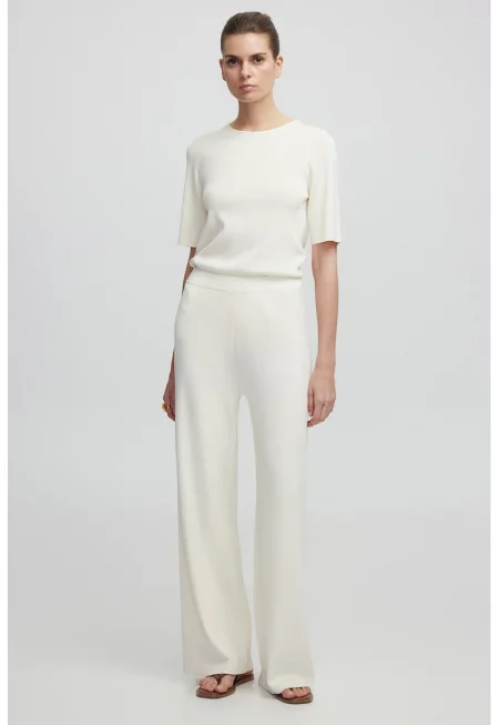 Прав панталон с висока талия - Слонова кост