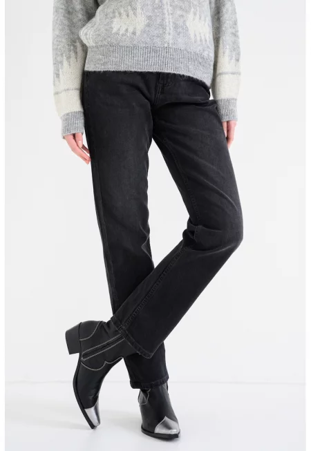 Прави дънки Brooks с миди талия - Черен