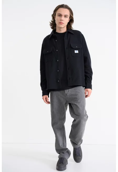 Релефна риза Ekynone с джобове - Черен