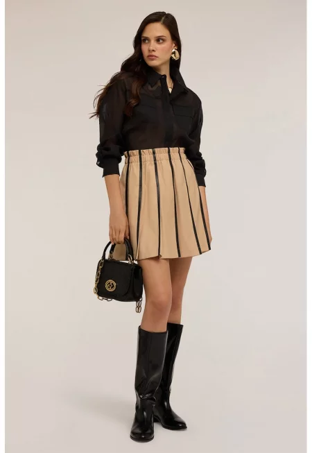 Риза от органза с джобове - Черен