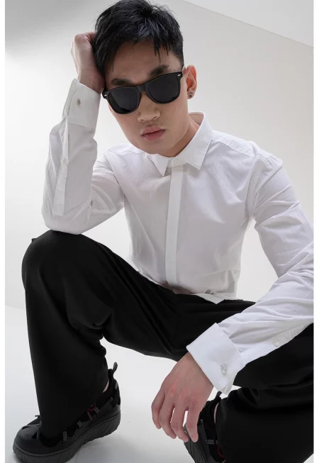 Риза с модал с дълги ръкави - Бял