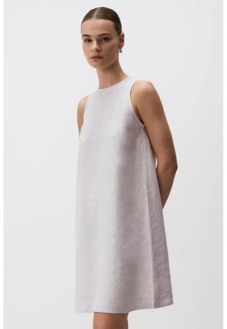 Рокля без ръкави от лен - Лилав
