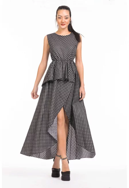 Рокля на точки - Бял/Черен