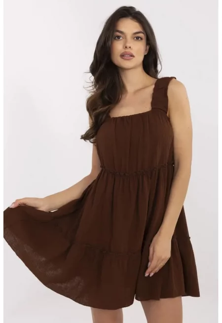 Рокля  памук - кафява - един размер