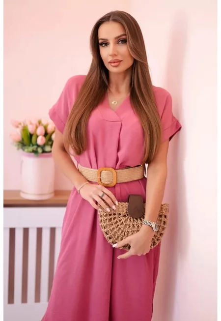 Рокля с декоративен колан - Един размер