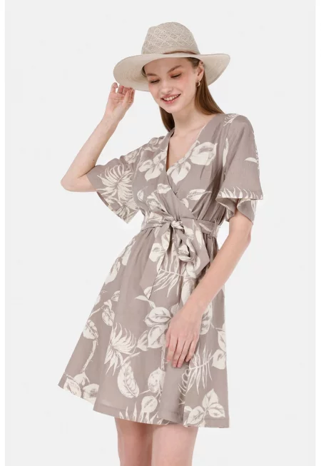 Рокля с лен и принт