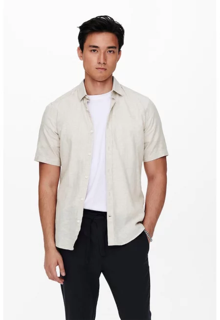 Слим риза Caiden с лен