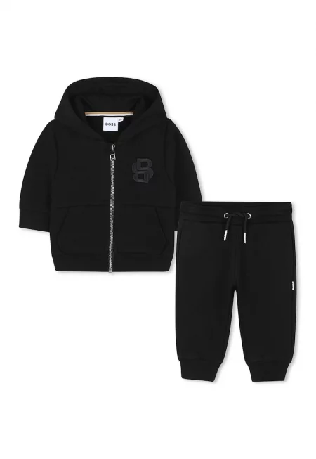 Спортен екип с лого и цип - Черен