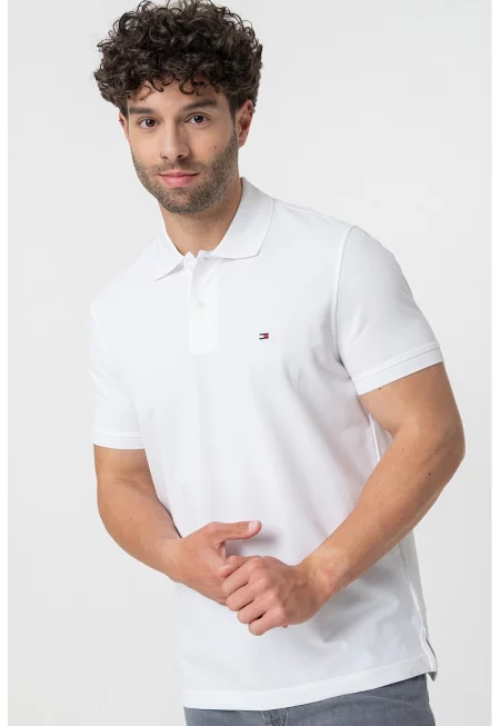 Стандартна тениска с яка - Бял