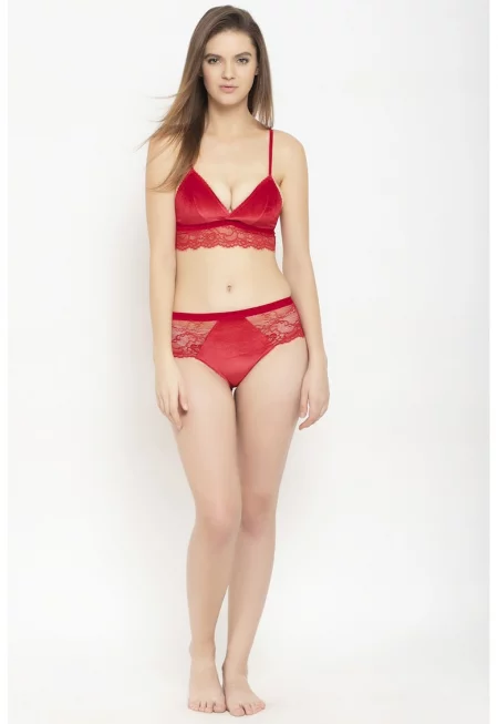 Сутиен с дантела - Червен