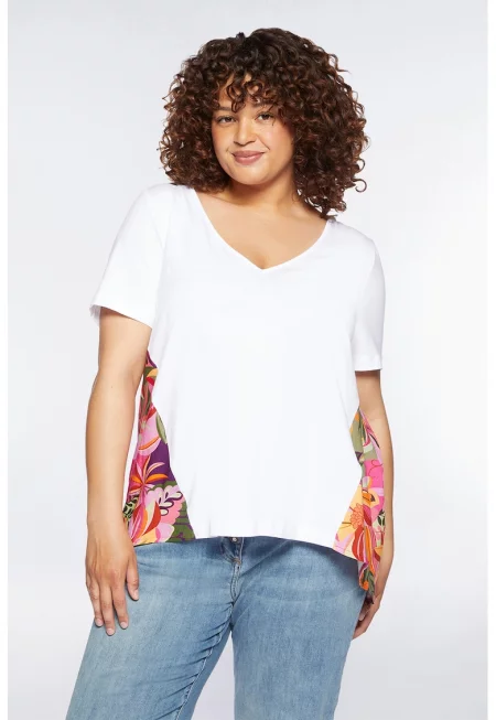 Тениска с памук и флорален принт