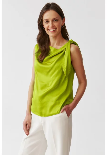 Топ с набран ефект - Лайм зелено