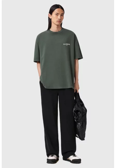 Уголемена тениска с лого Halcyon - Бял/Зелен