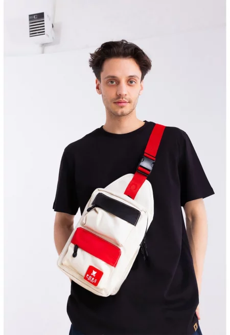 Унисекс чанта за кръста Pablo - Червен/Мръснобял