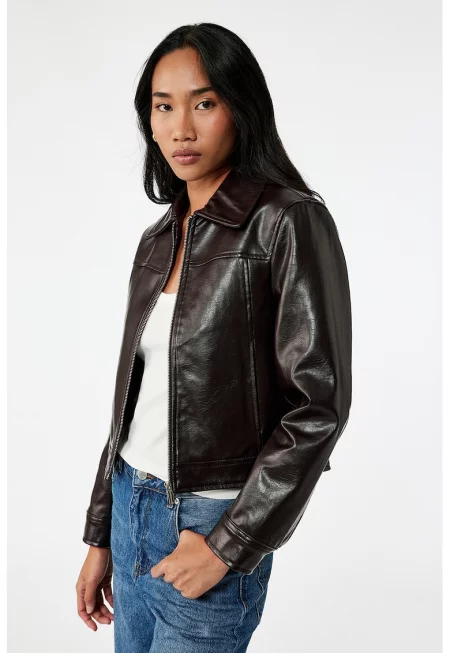 Яке от еко кожа с цип