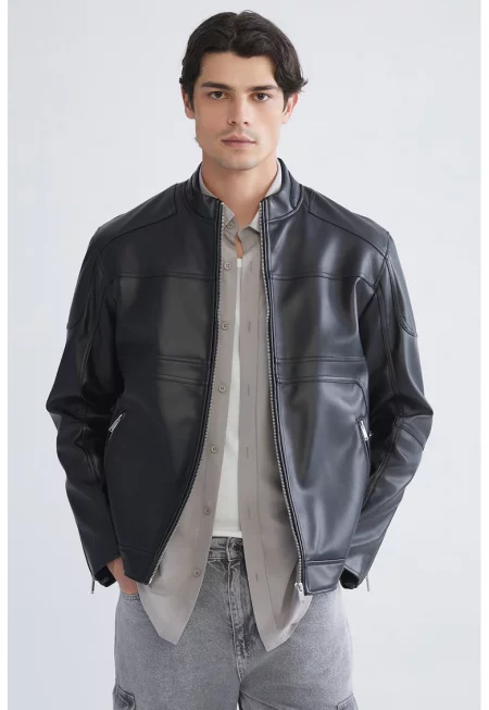 Яке от еко кожа с цип