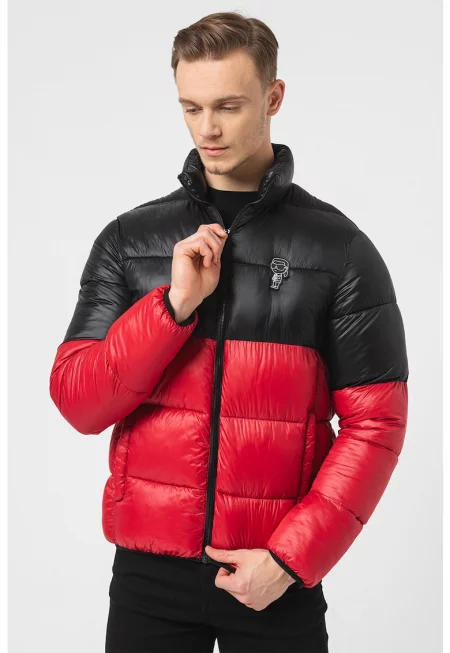 Зимно капитонирано яке с цветен блок