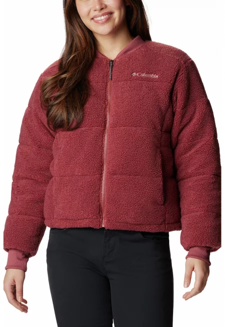 Зимно яке Puffect Puffed с джобове - Тъмночервен