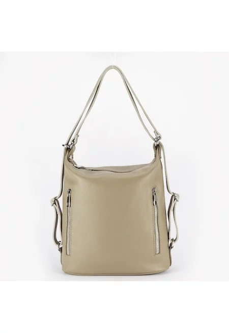 Бежова раница от естествена кожа 2 в 1 Lucia 121 15854 - Бежов