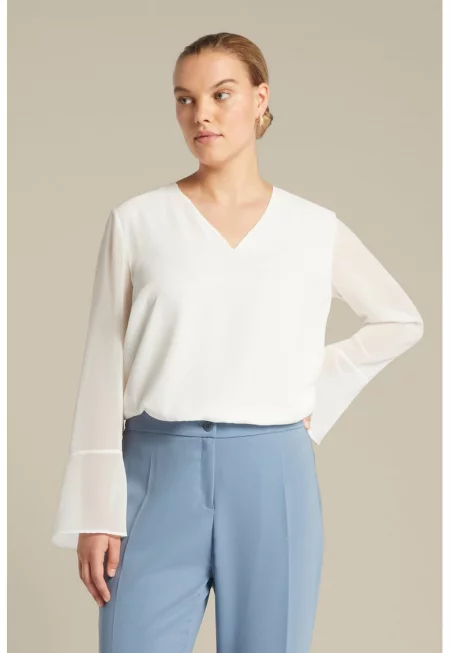 Блуза с шпиц - Бял