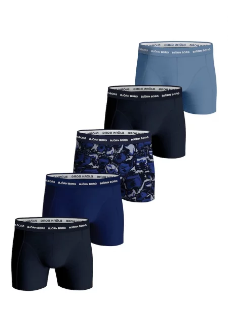 Боксерки с лого на талията - 5 чифта - Син