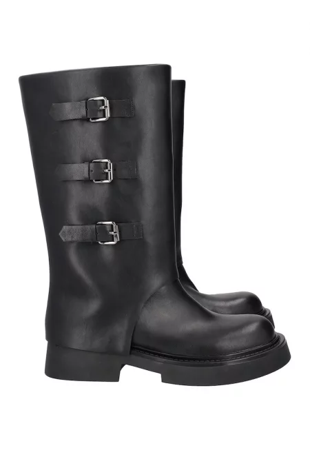 Ботуши до прасеца от кожа и еко кожа - Черен