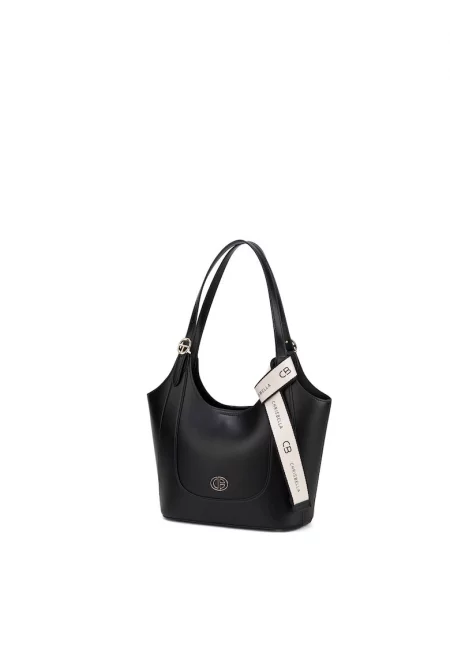Чанта от еко кожа с лого - Черен