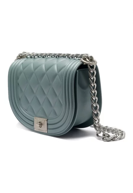 Чанта с презрамка с верижка - Син/Сребрист