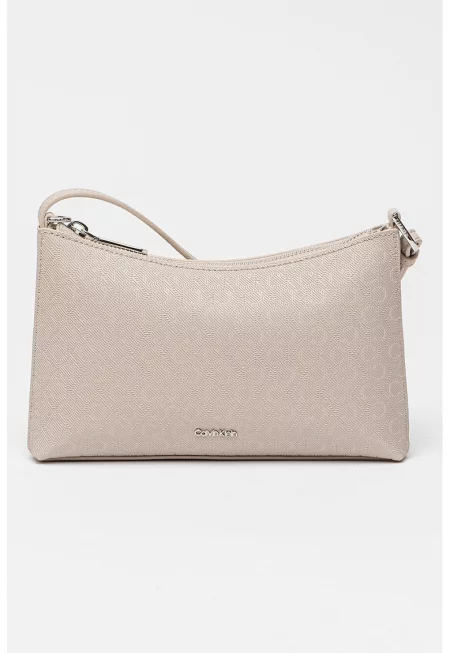 Чанта за рамо от еко кожа с монограм - Бежов