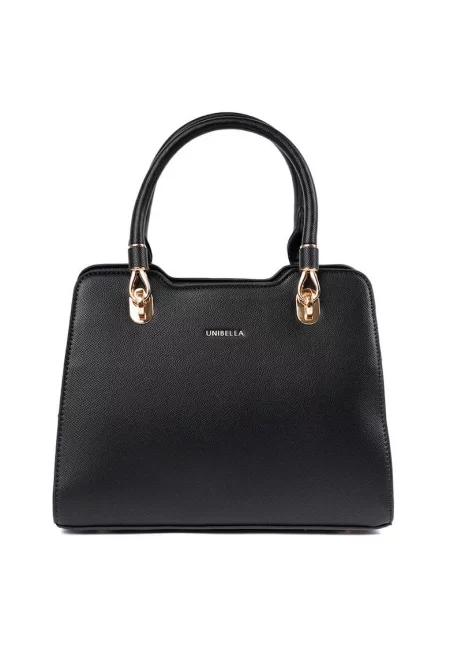 Черна дамска чанта  модел куфарче - елегантна - компактна - от полиестер