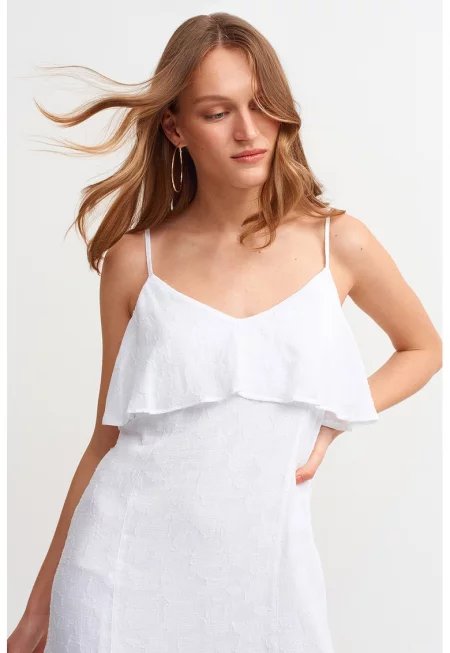 Дълга права рокля - Бял