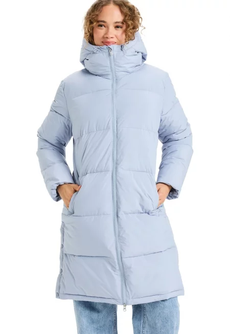 Дълго зимно яке Test Of Time с качулка - Пастелносин