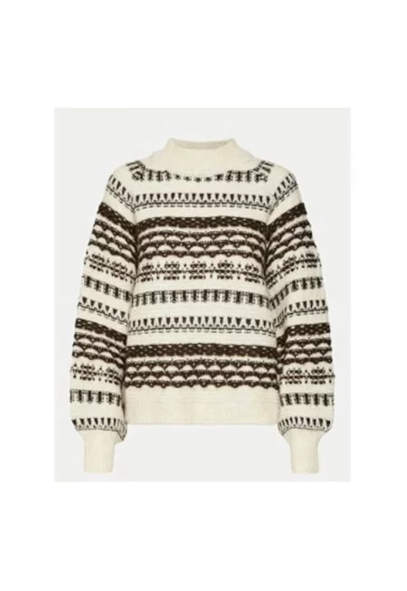 Дамска блуза -  304510946 - Рециклиран полиестер/Акрил - Бежов - Бежов