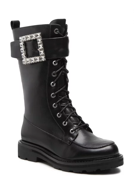 Дамски боти -  301560210 - Естествена кожа - Черни - Черен