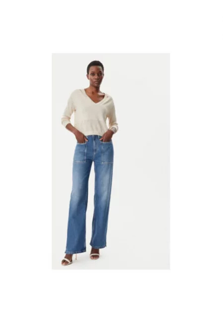 Дамски пуловер -  305244680 - Вискоза/Полиестер - Бежов - Бежов