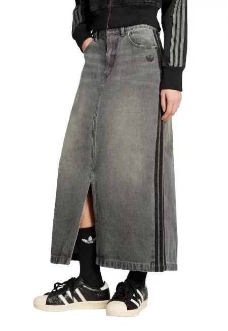 Дънкова пола Adicolor с 3 ивици - Черен/Tъмносив