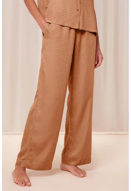 Долнище на пижама с широк крачол - Бежов