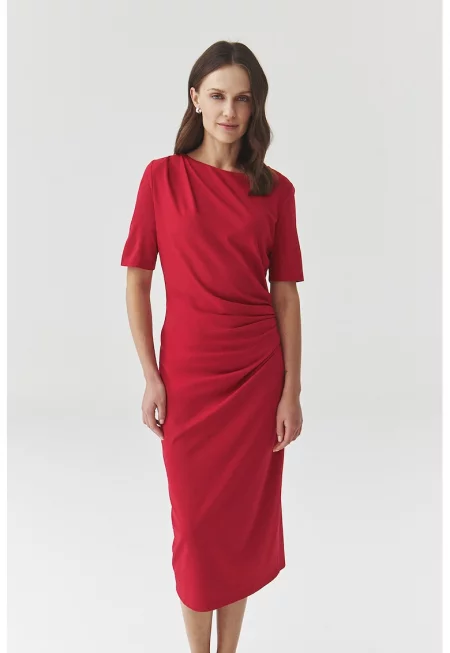 Драпирана миди рокля Primrose - Червен