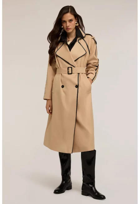 Двуцветен тренч - Бежов