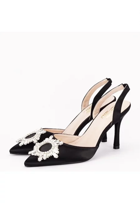 Елегантни черни обувки с брошка YES-92991-1 04 16186